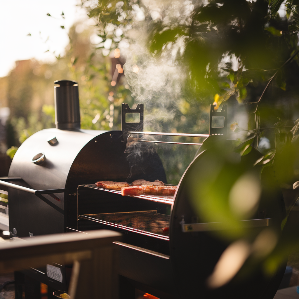 Fumage d'un pastrami dans un jardin