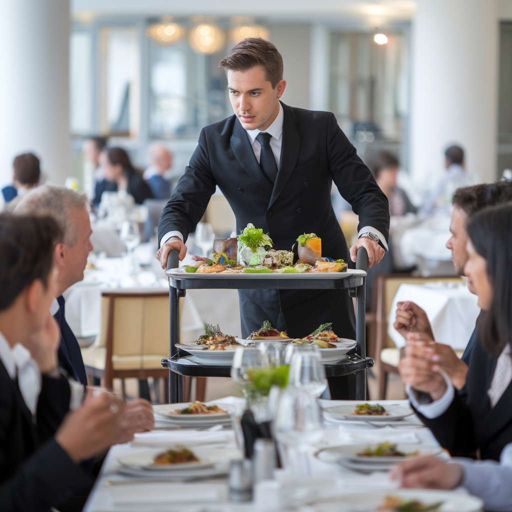 Service au chariot dans un restaurant