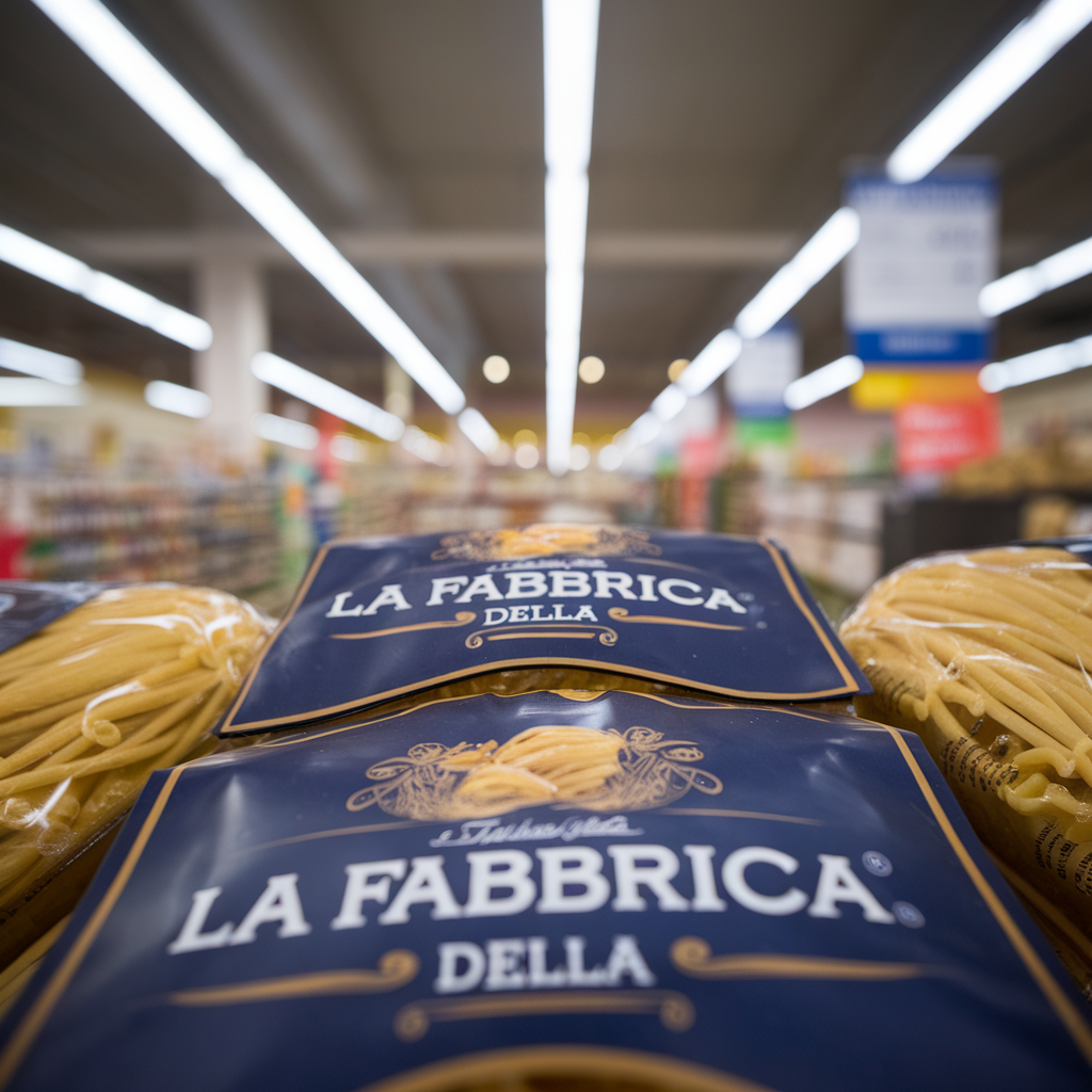 Emballage La Fabbrica della Pasta en gros plan