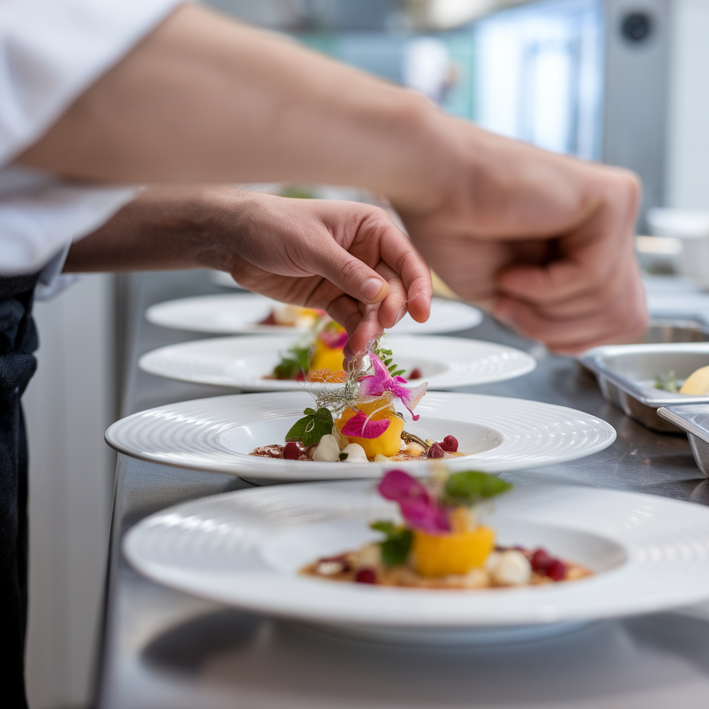 Détail d'un plat gourmet préparé avec soin